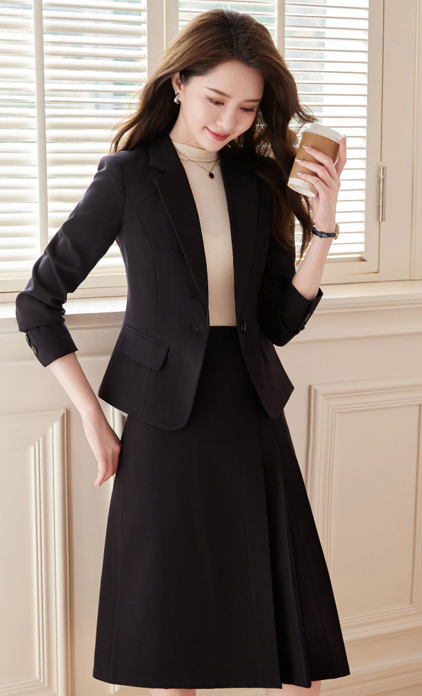 Autumn Collection Casual Jacket + Pleated Skirt Two Pieces Set