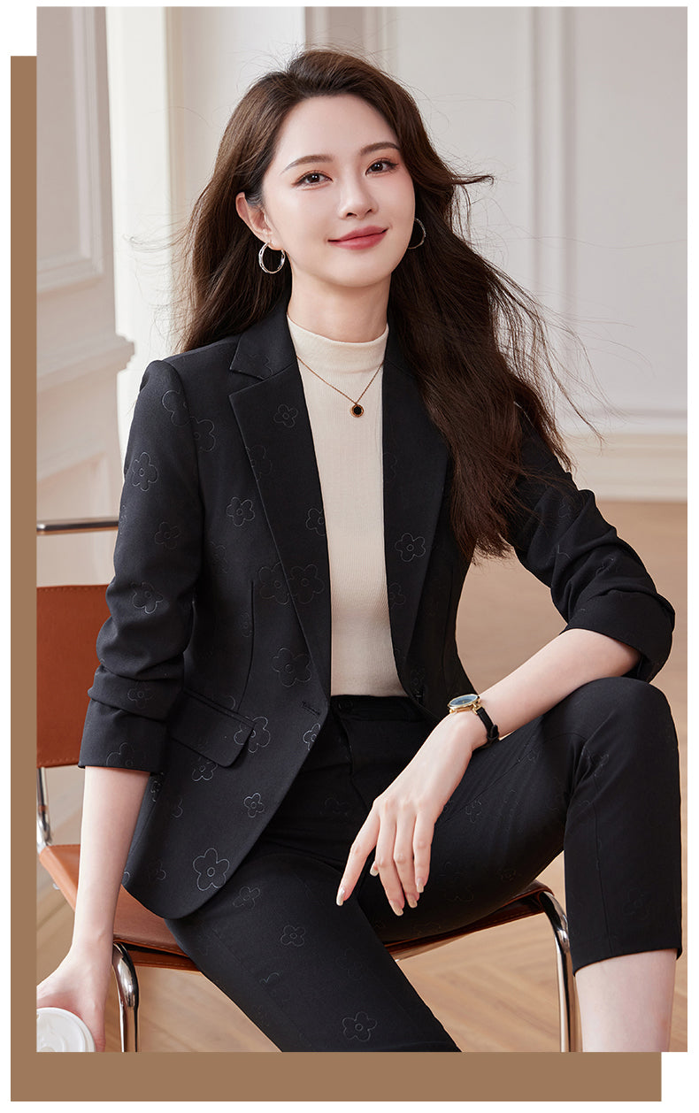 High-end Casual Suit Jacket + Pencil Slim Trousers Two Pieces Set