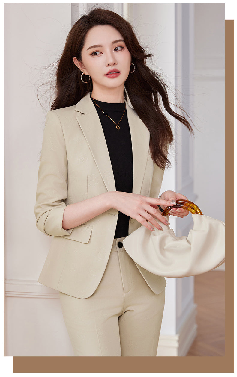 High-end Casual Suit Jacket + Pencil Slim Trousers Two Pieces Set