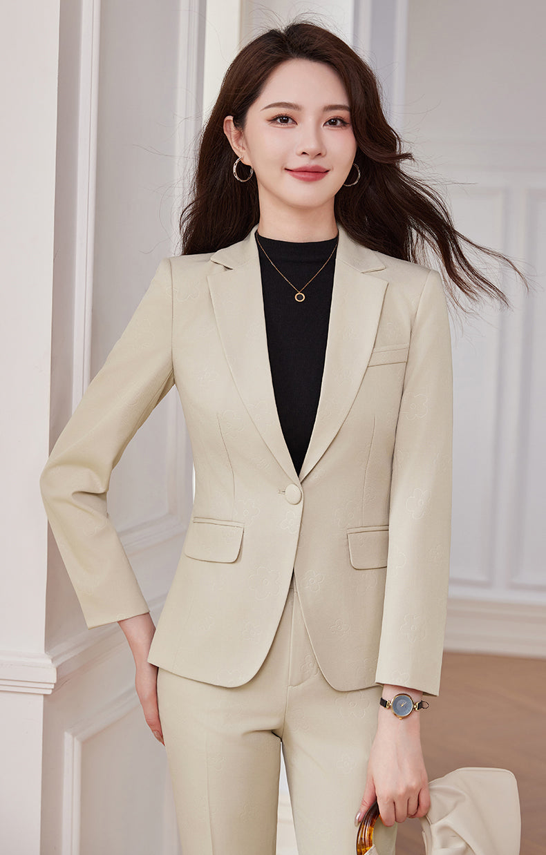 High-end Casual Suit Jacket + Pencil Slim Trousers Two Pieces Set