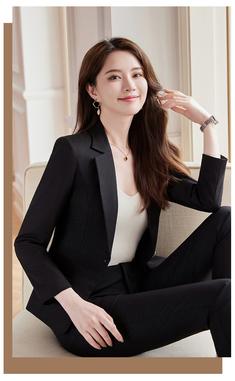 Casual Suit Jacket + Pencil Slim Trousers Two Pieces Set