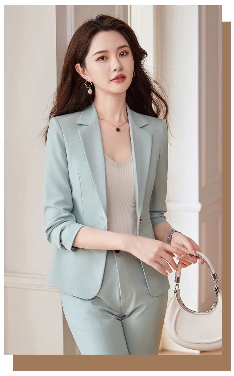 Casual Suit Jacket + Pencil Slim Trousers Two Pieces Set