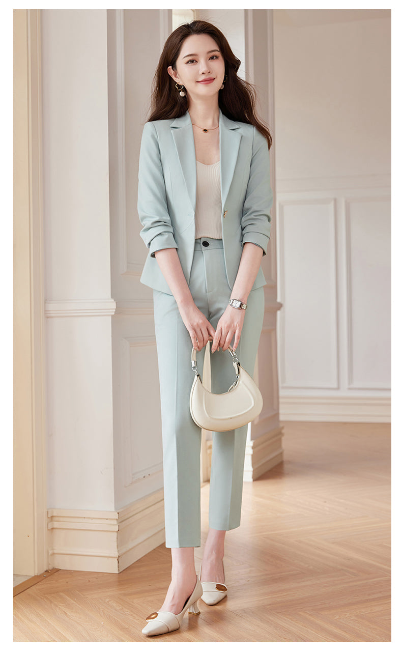 Casual Suit Jacket + Pencil Slim Trousers Two Pieces Set