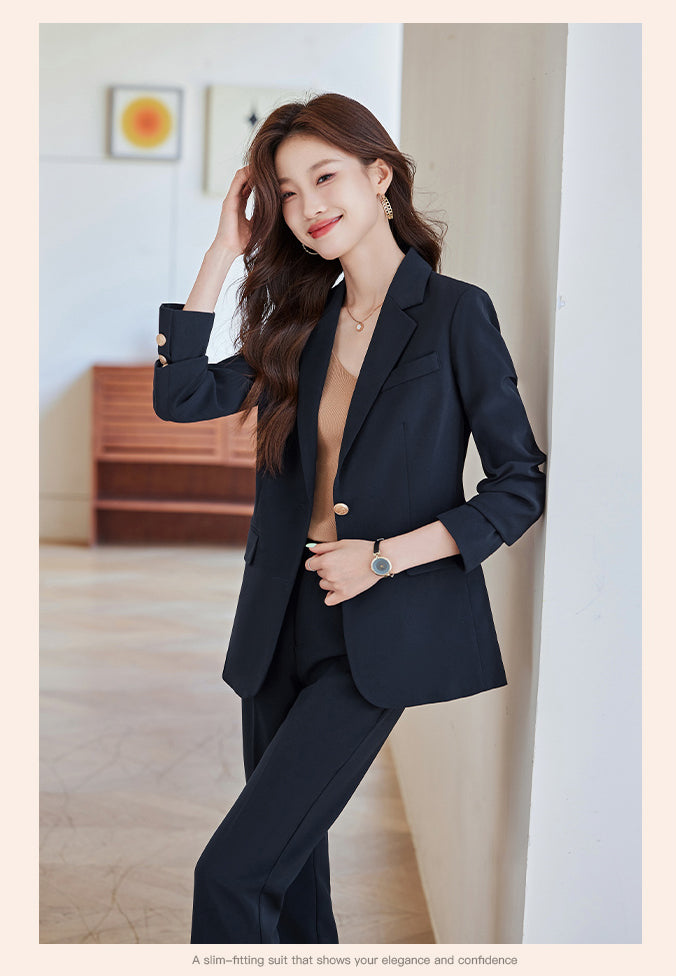 Goddess Casual Suit Jacket + Trousers Two Pieces Set