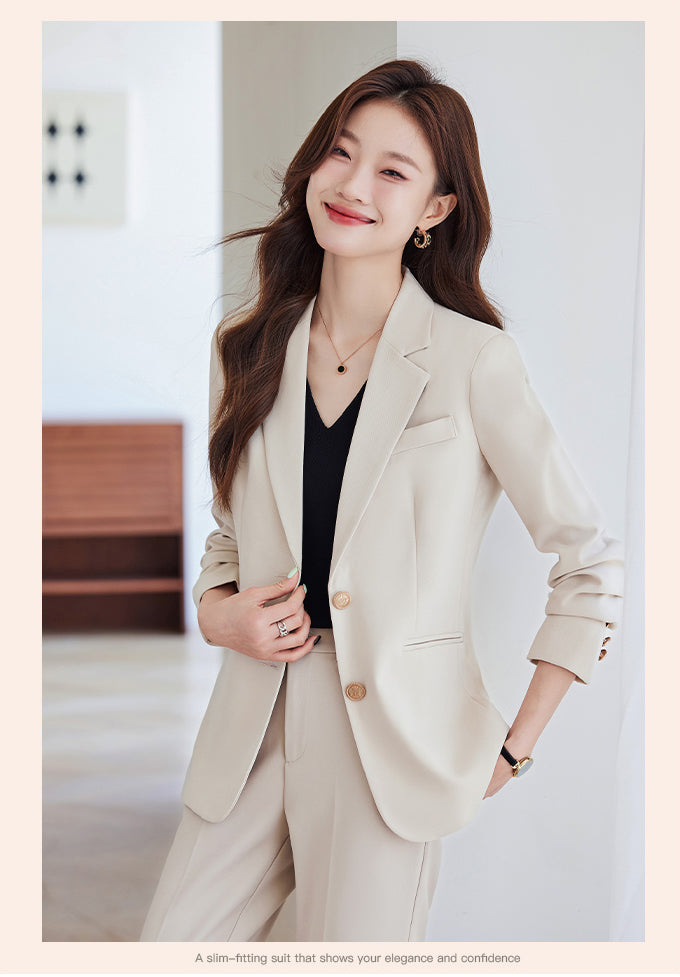 Goddess Casual Suit Jacket + Trousers Two Pieces Set