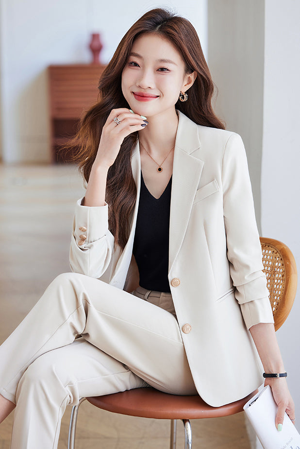 Goddess Casual Suit Jacket + Trousers Two Pieces Set