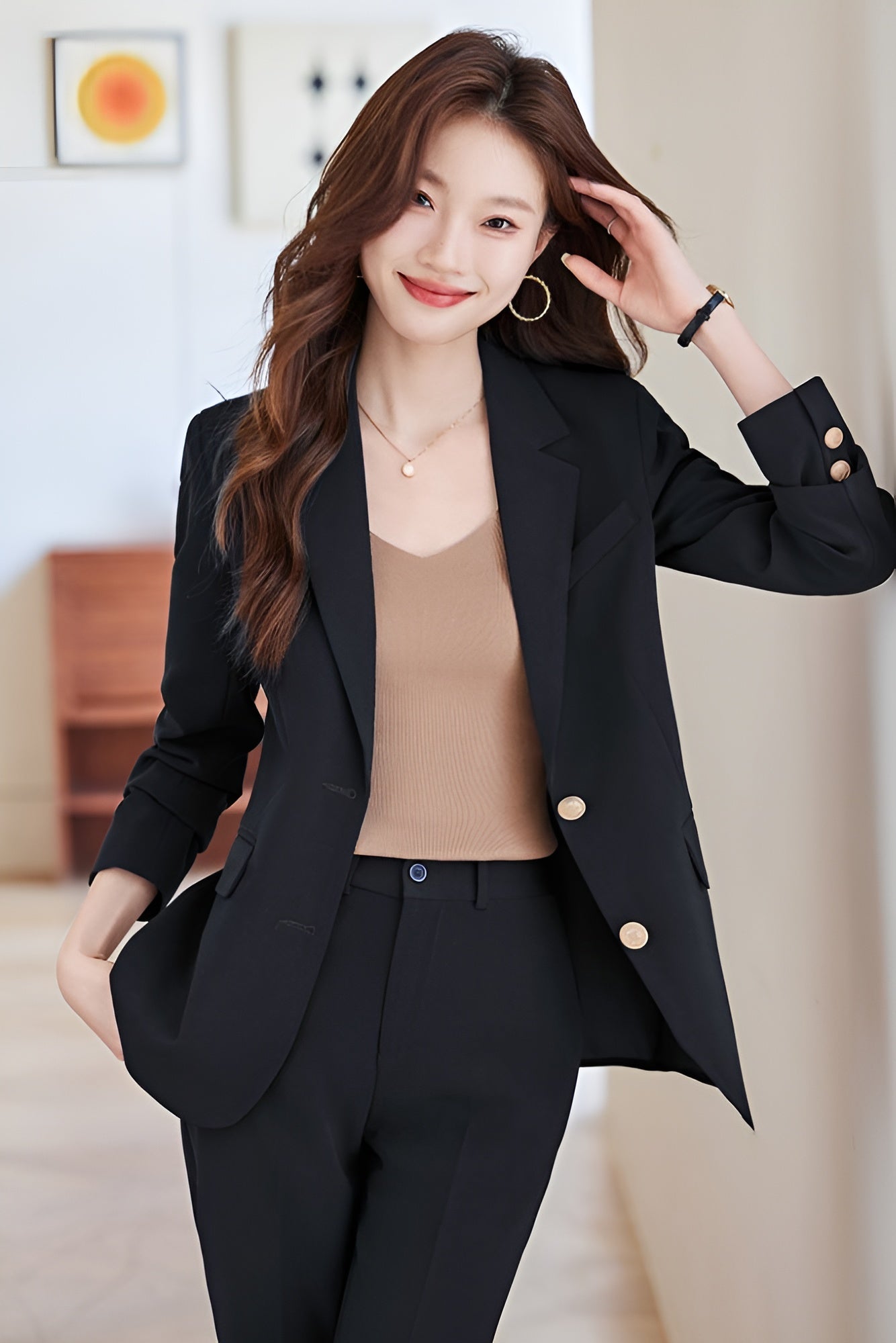 Goddess Casual Suit Jacket + Trousers Two Pieces Set