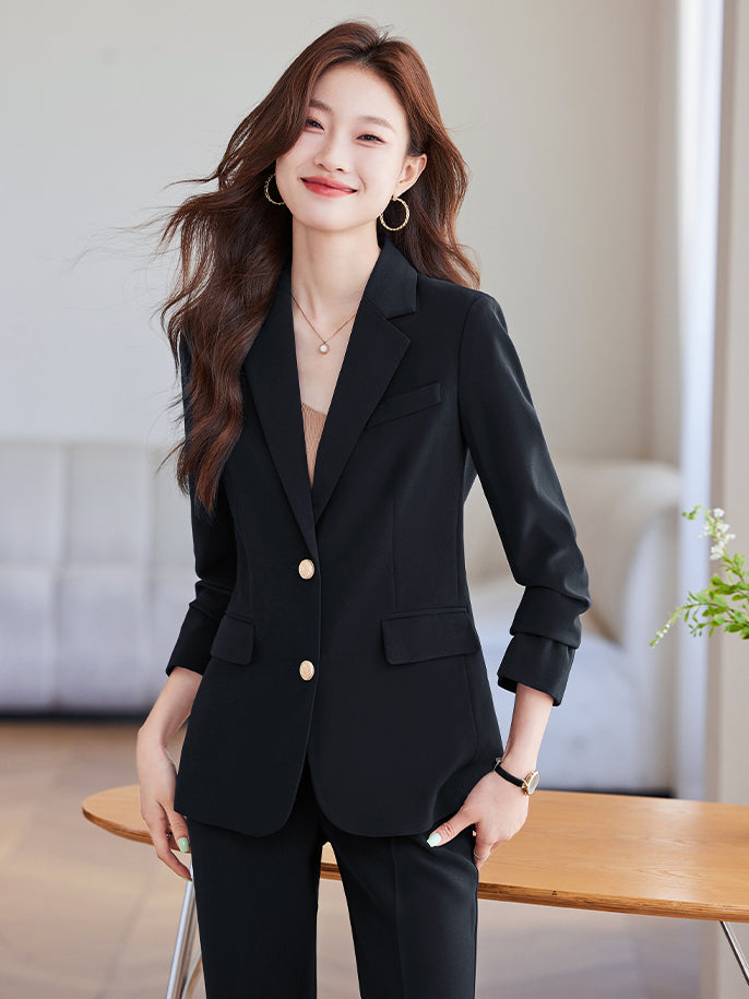 Goddess Casual Suit Jacket + Trousers Two Pieces Set