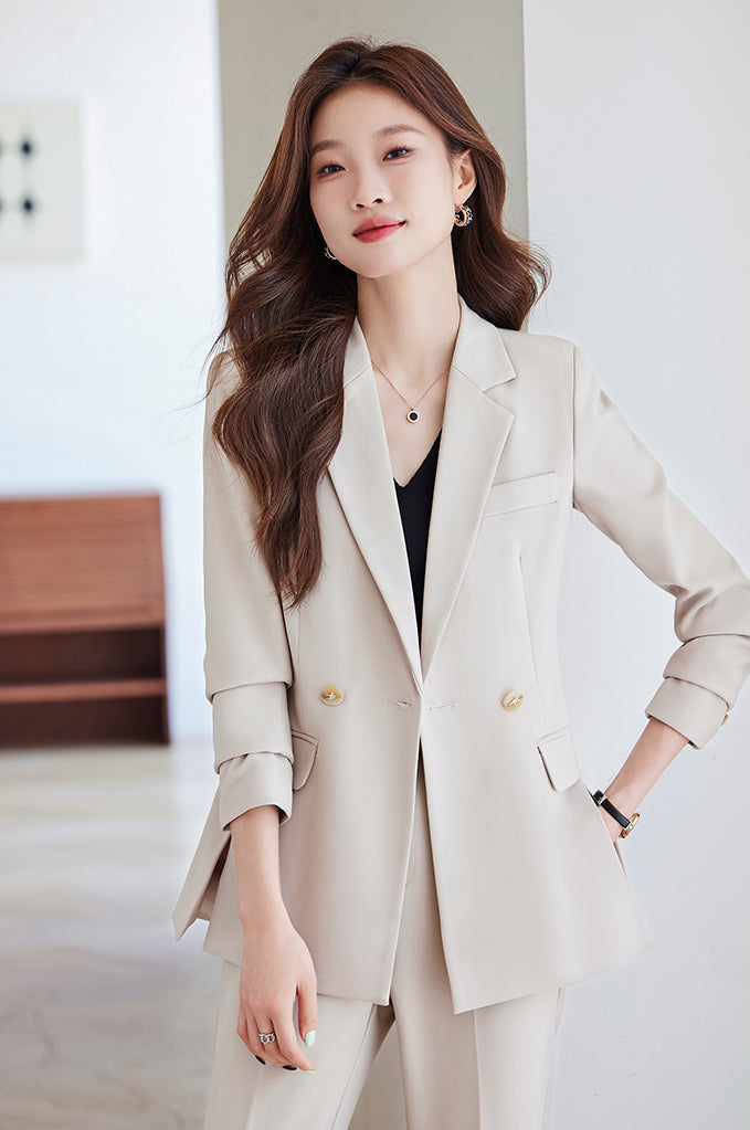 High-end Temperament Casual Suit Jacket For Women + Trousers Two Pieces Set