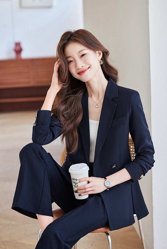 High-end Temperament Casual Suit Jacket For Women + Trousers Two Pieces Set