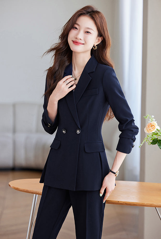 High-end Temperament Casual Suit Jacket For Women + Trousers Two Pieces Set