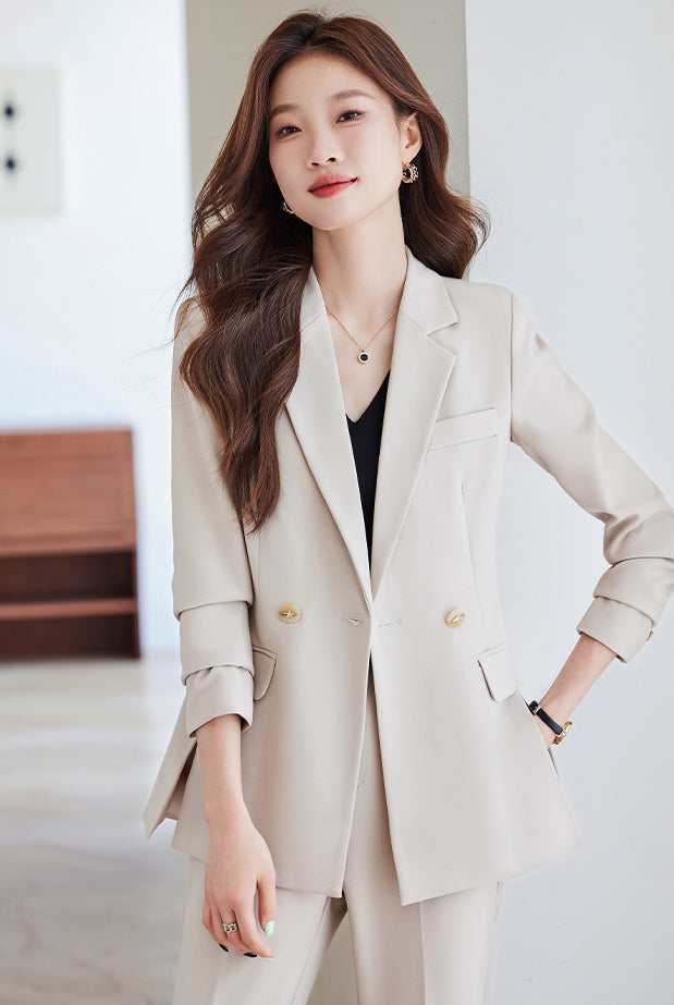 High-end Temperament Casual Suit Jacket For Women + Trousers Two Pieces Set