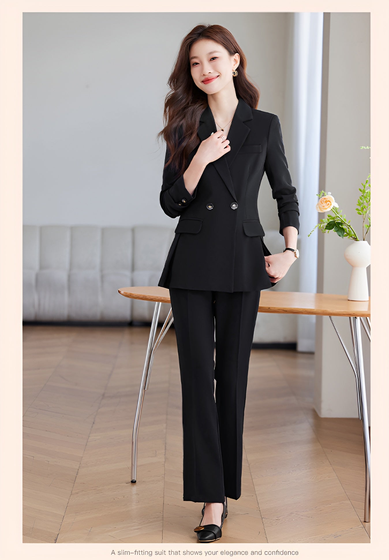 High-end Temperament Casual Suit Jacket For Women + Trousers Two Pieces Set