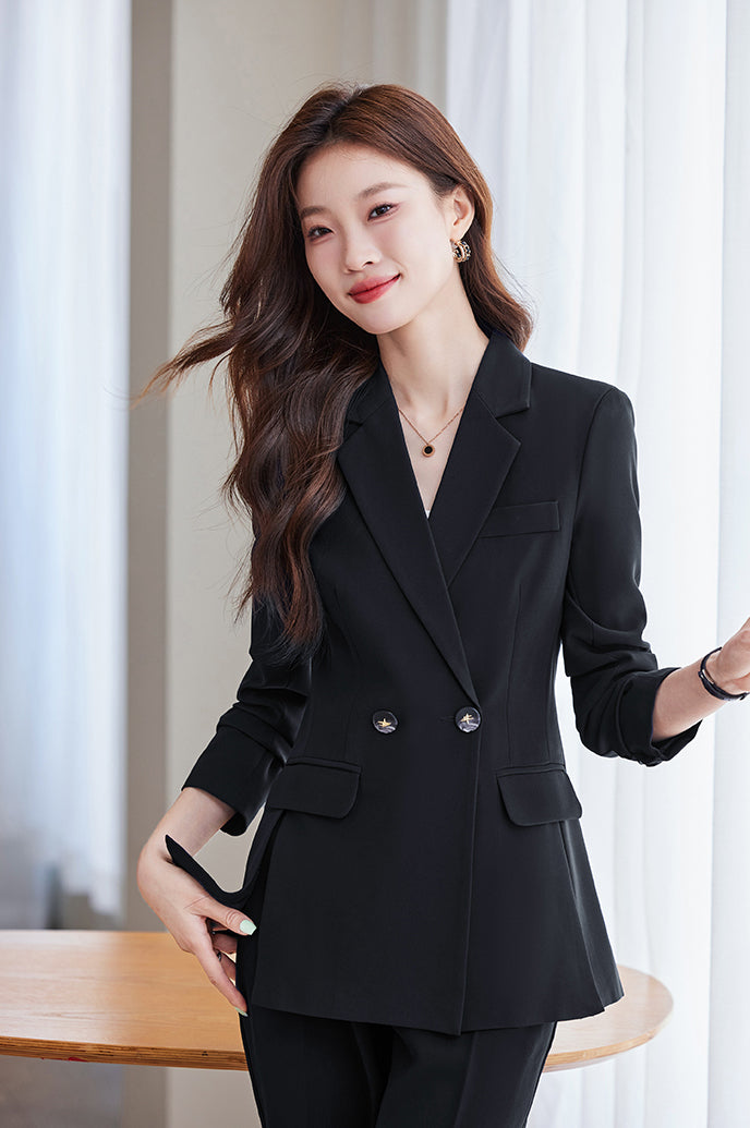 High-end Temperament Casual Suit Jacket For Women + Trousers Two Pieces Set