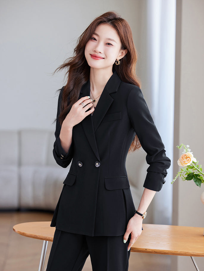 High-end Temperament Casual Suit Jacket For Women + Trousers Two Pieces Set