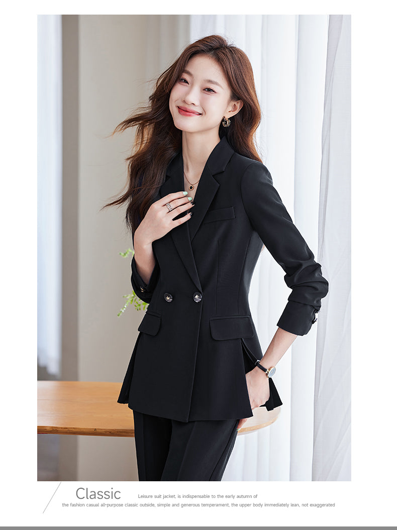 High-end Temperament Casual Suit Jacket For Women + Trousers Two Pieces Set