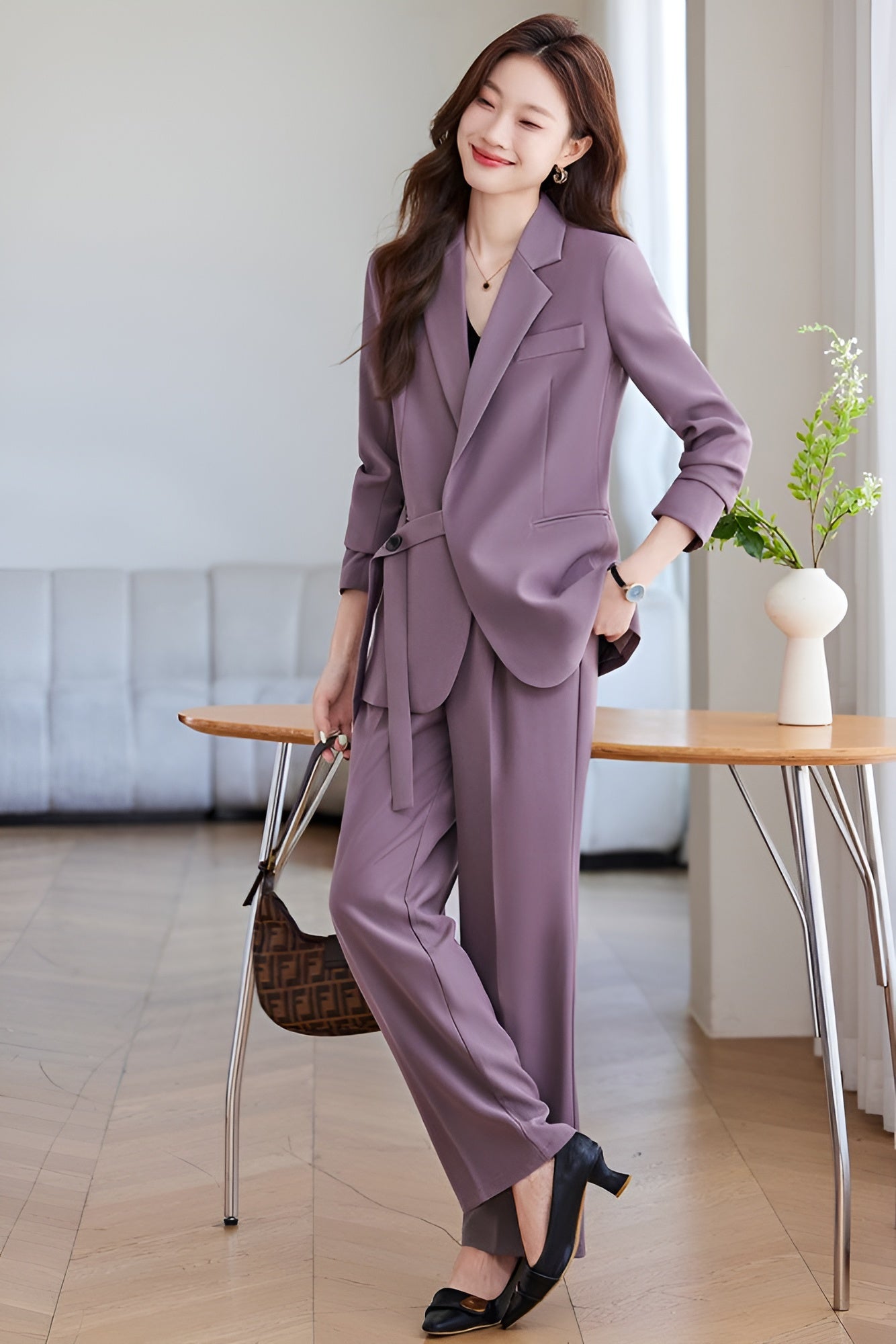 New Style In Autumn Casual Suit Jacket For Women + Trousers Two Pieces Set