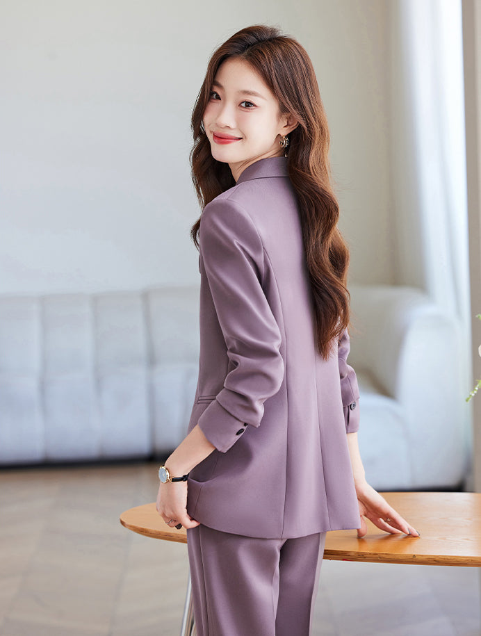 New Style In Autumn Casual Suit Jacket For Women + Trousers Two Pieces Set