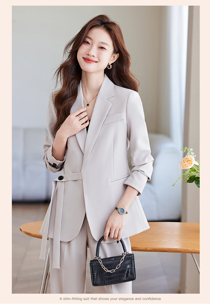 New Style In Autumn Casual Suit Jacket For Women + Trousers Two Pieces Set