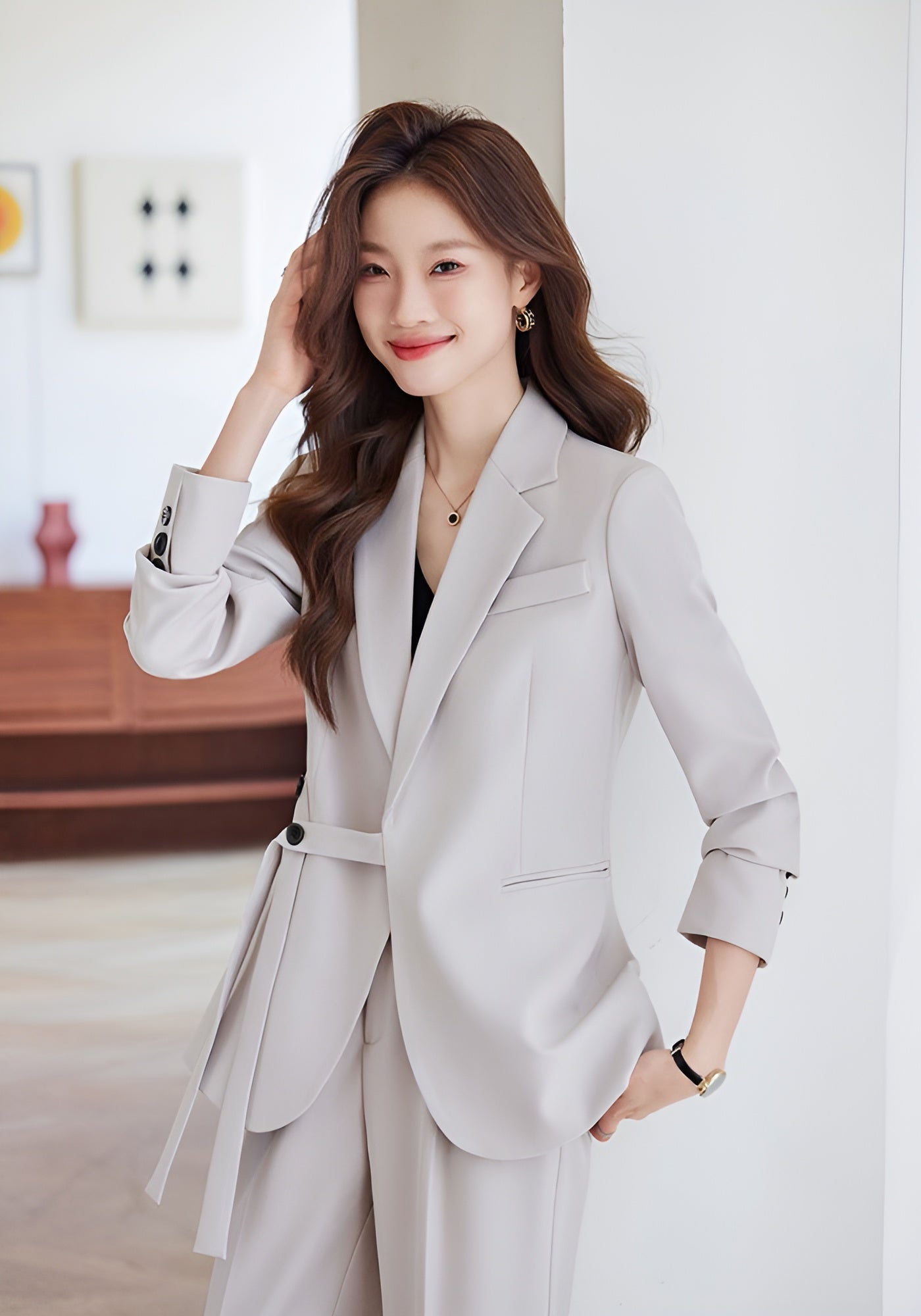 New Style In Autumn Casual Suit Jacket For Women + Trousers Two Pieces Set