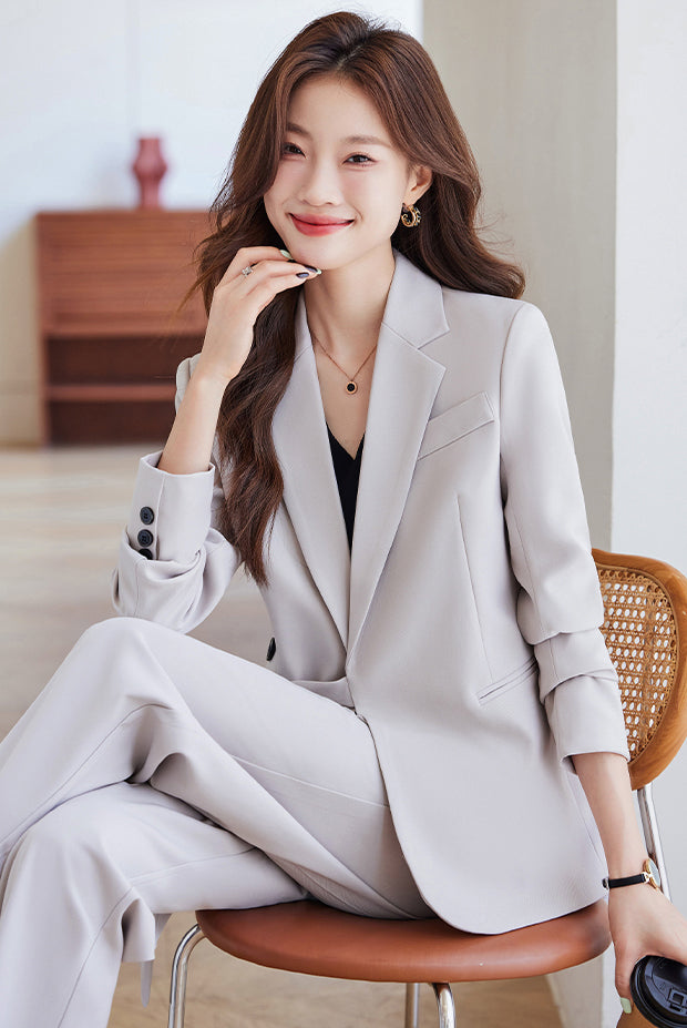 New Style In Autumn Casual Suit Jacket For Women + Trousers Two Pieces Set