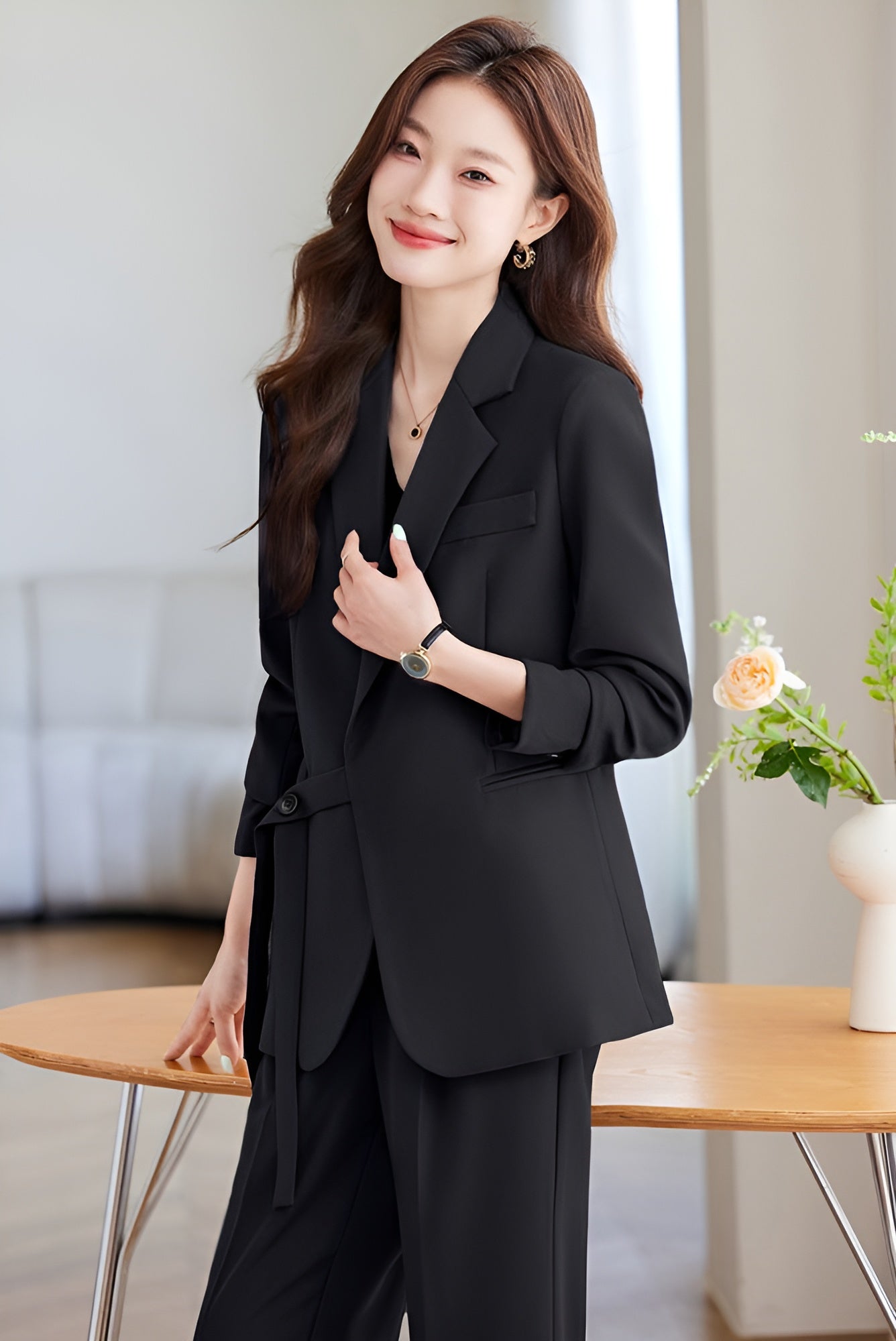 New Style In Autumn Casual Suit Jacket For Women + Trousers Two Pieces Set