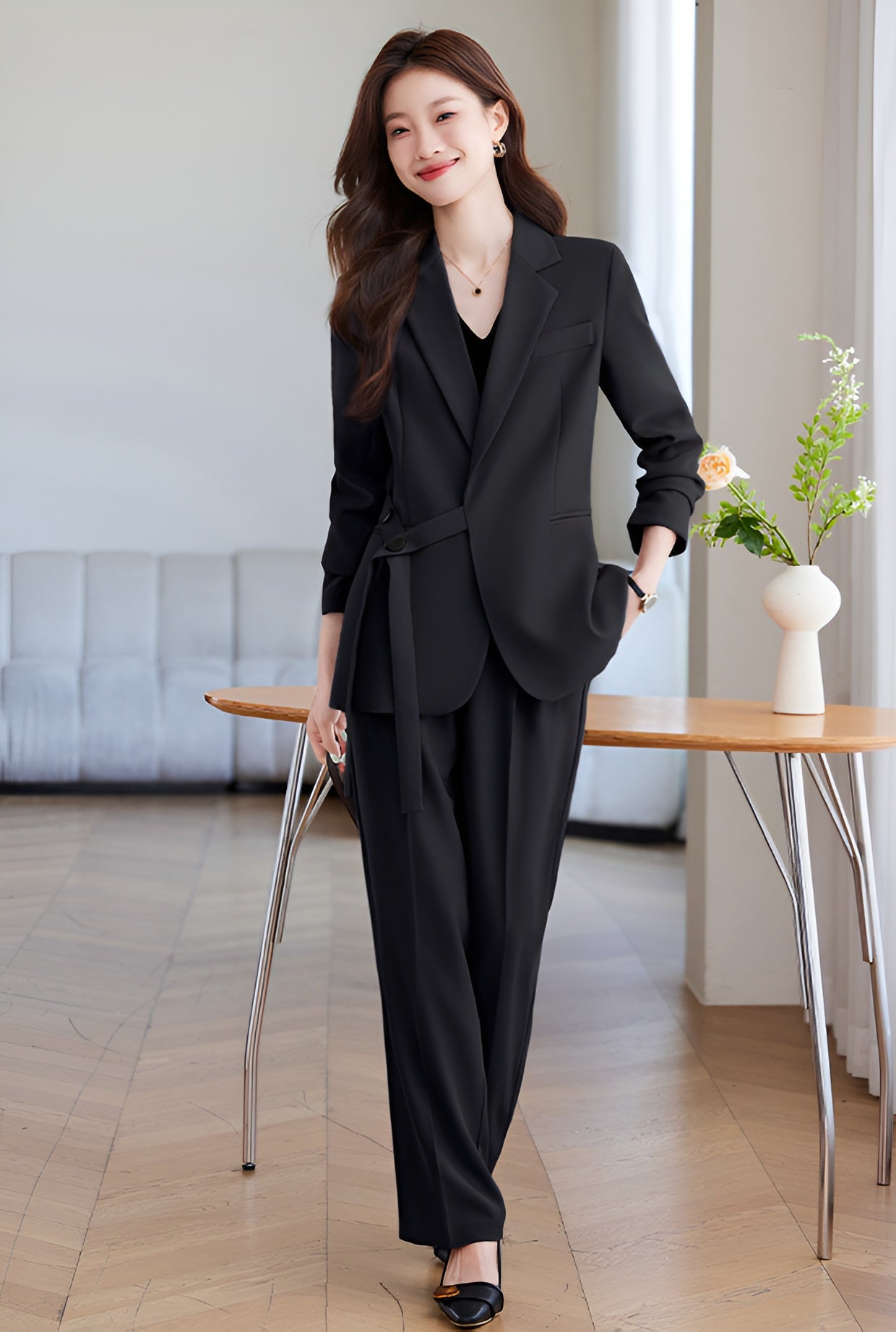 New Style In Autumn Casual Suit Jacket For Women + Trousers Two Pieces Set