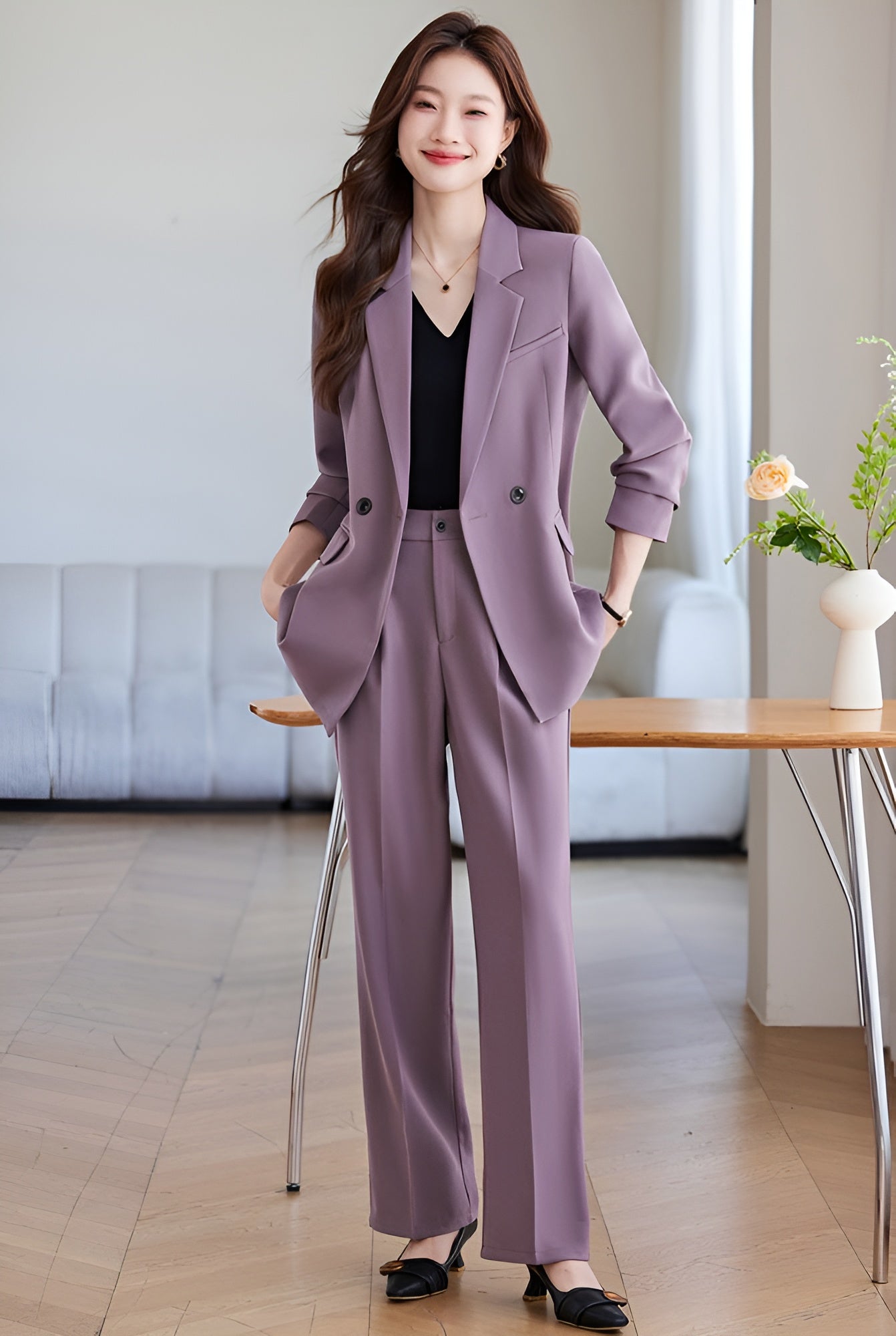 Loose Style Suit Jacket + Trousers Two Pieces Set