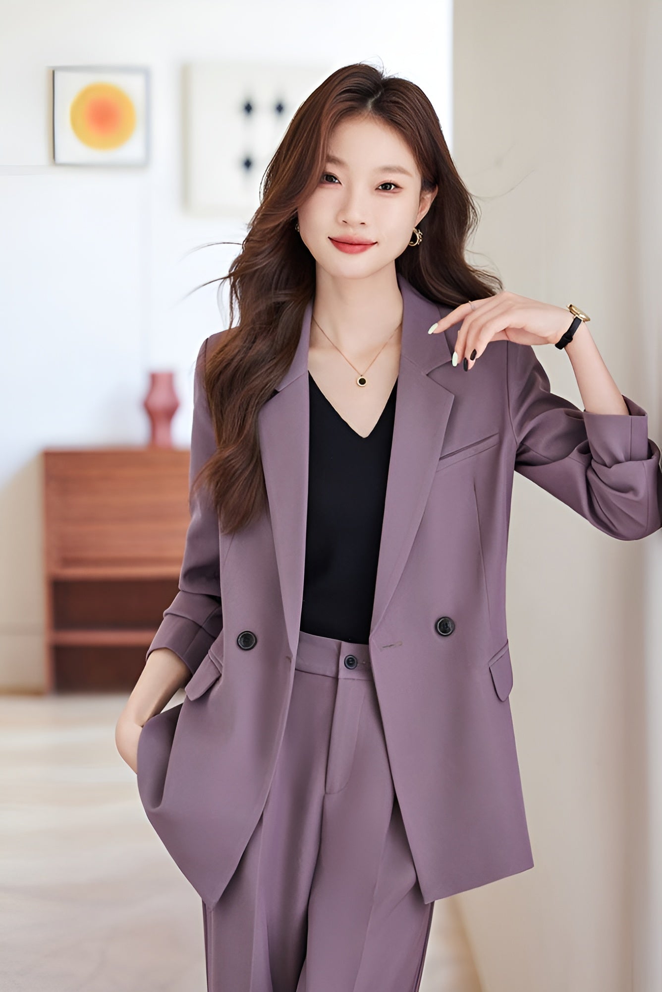 Loose Style Suit Jacket + Trousers Two Pieces Set