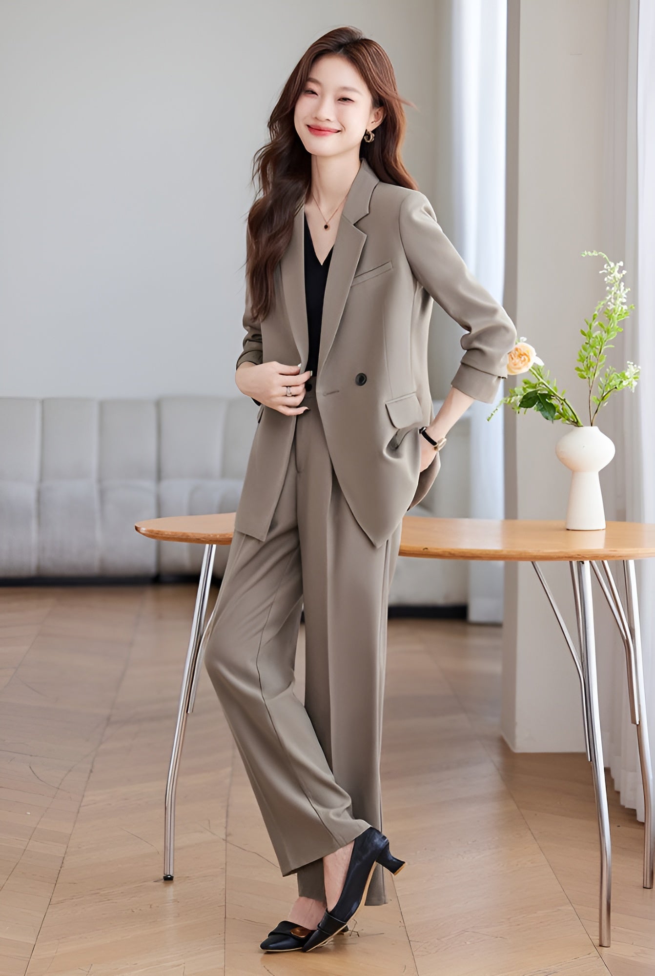 Loose Style Suit Jacket + Trousers Two Pieces Set