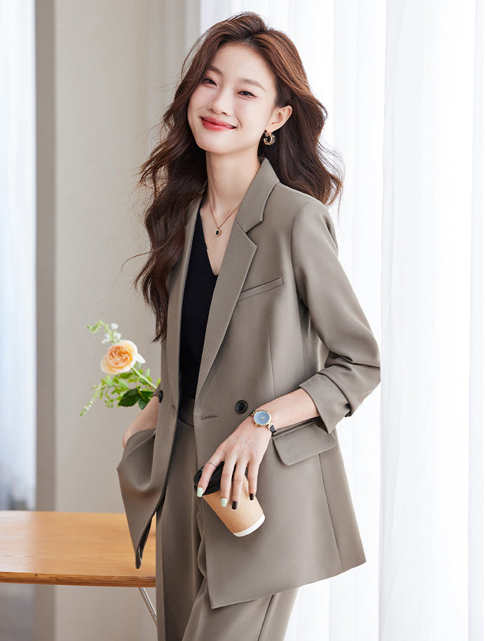 Loose Style Suit Jacket + Trousers Two Pieces Set