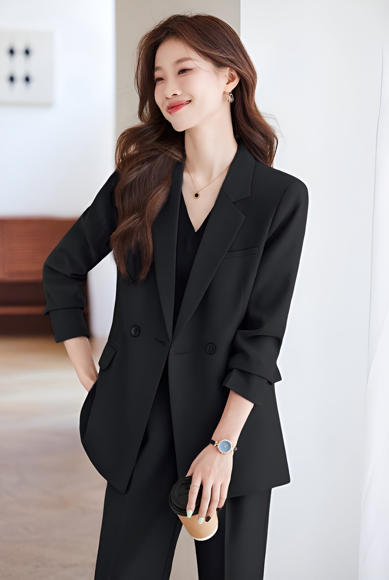 Loose Style Suit Jacket + Trousers Two Pieces Set