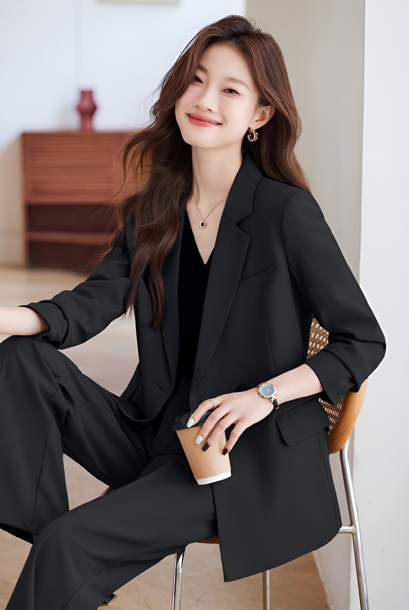 Loose Style Suit Jacket + Trousers Two Pieces Set