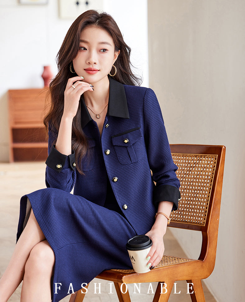 High-end Temperament Casual Jacket + Skirt Two Pieces Set