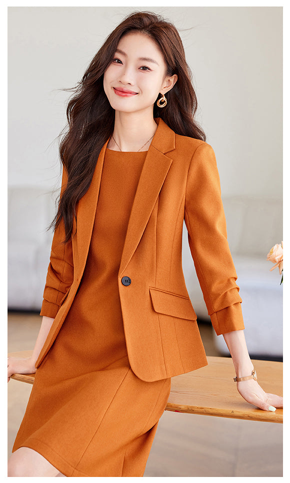 Casual Suit Jacket + Dress Two Pieces Set