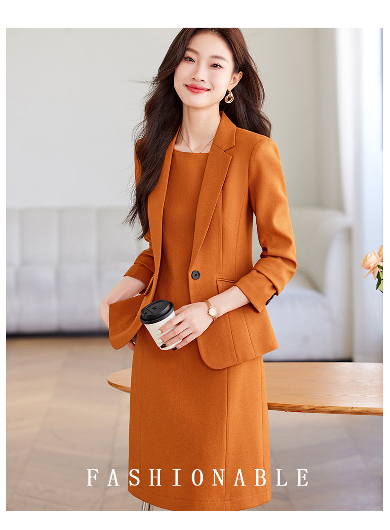 Casual Suit Jacket + Dress Two Pieces Set