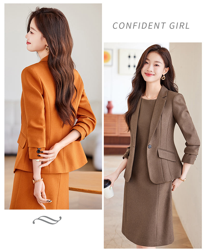 Casual Suit Jacket + Dress Two Pieces Set