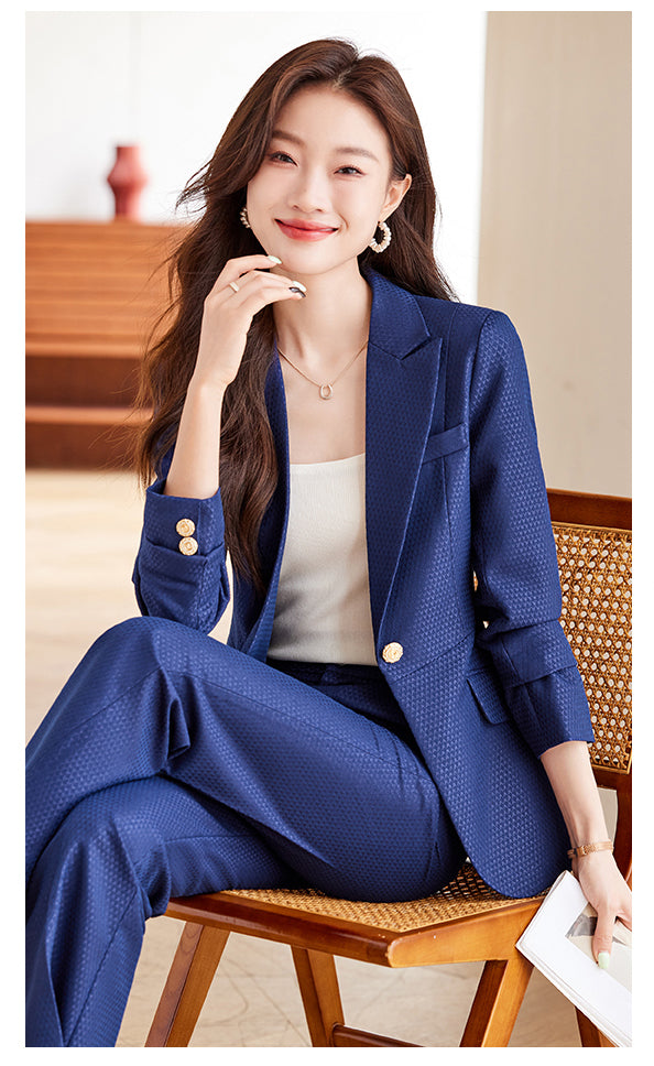 High-end Temperament Professional Suit Jacket + Trousers Two Pieces Set