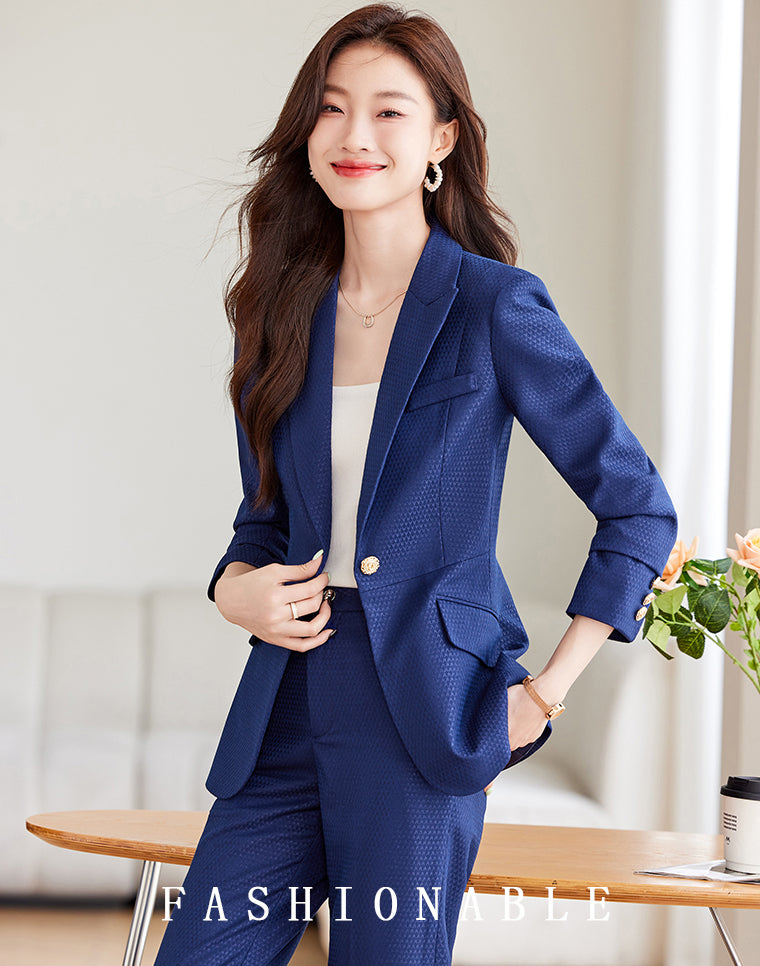 High-end Temperament Professional Suit Jacket + Trousers Two Pieces Set