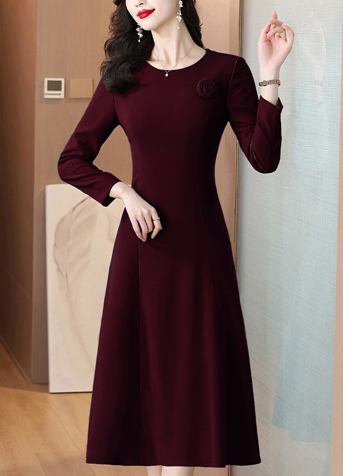 Round Neck Long-sleeve Mid-length Dress