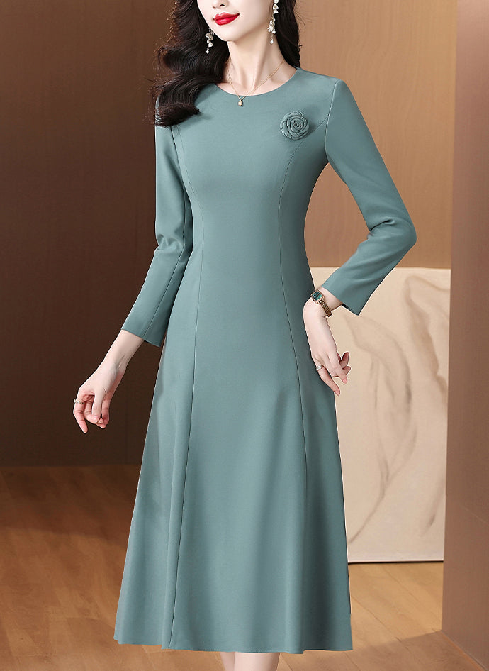 Round Neck Long-sleeve Mid-length Dress