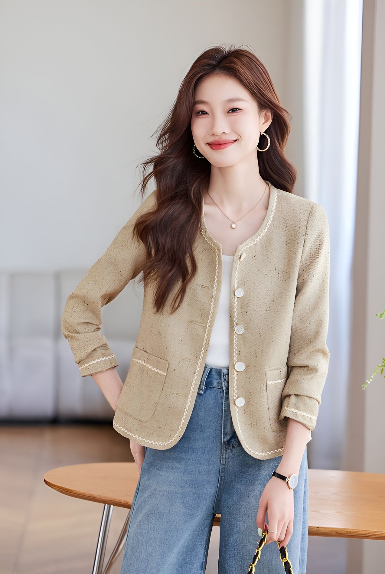 Embroidery Short Suit Jacket For Women