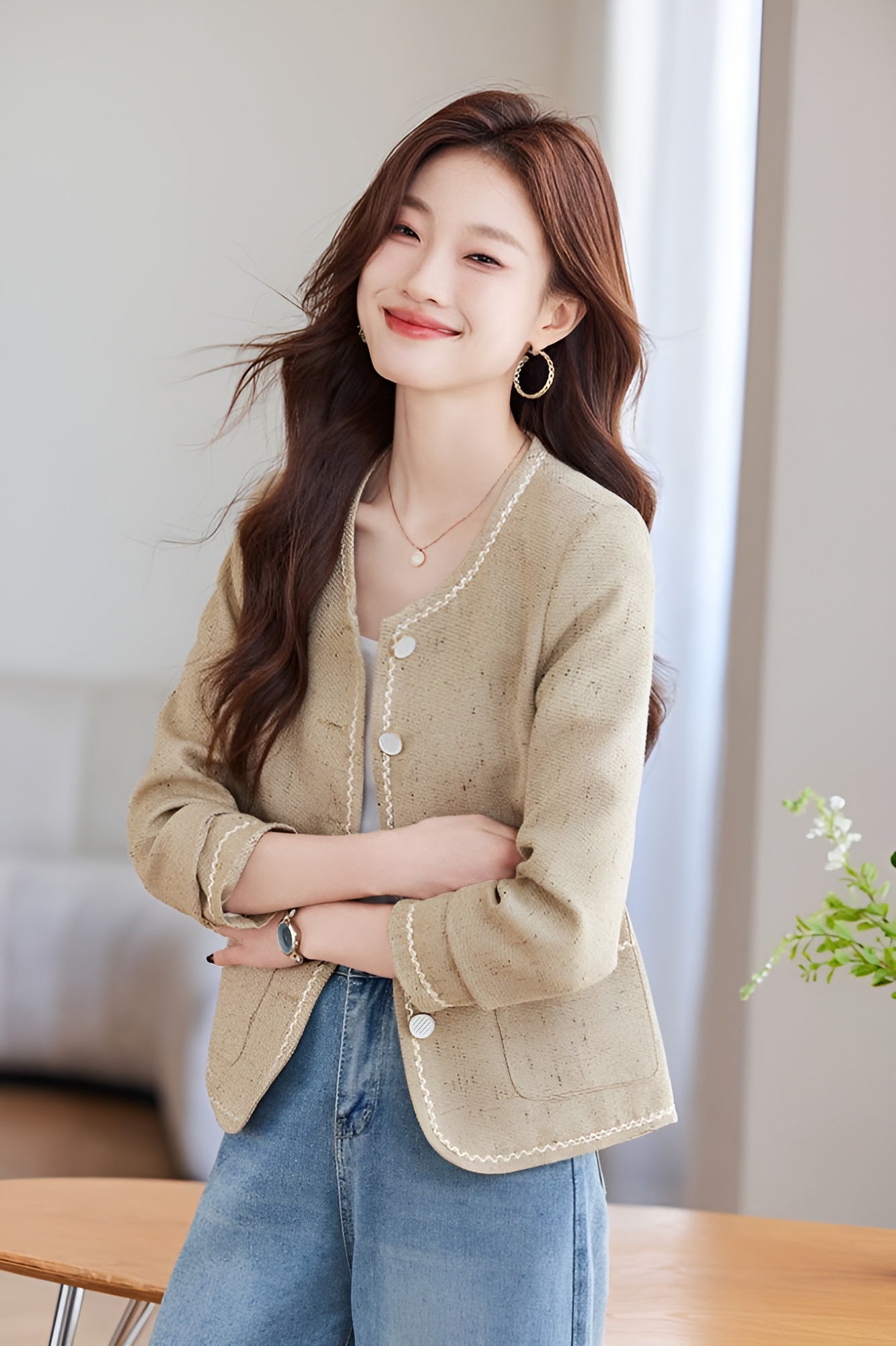 Embroidery Short Suit Jacket For Women