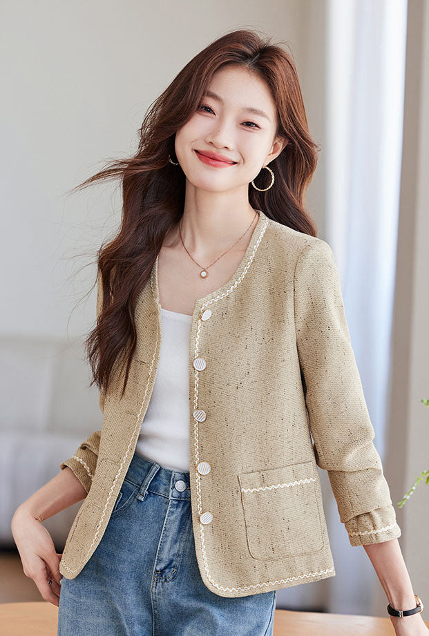 Embroidery Short Suit Jacket For Women