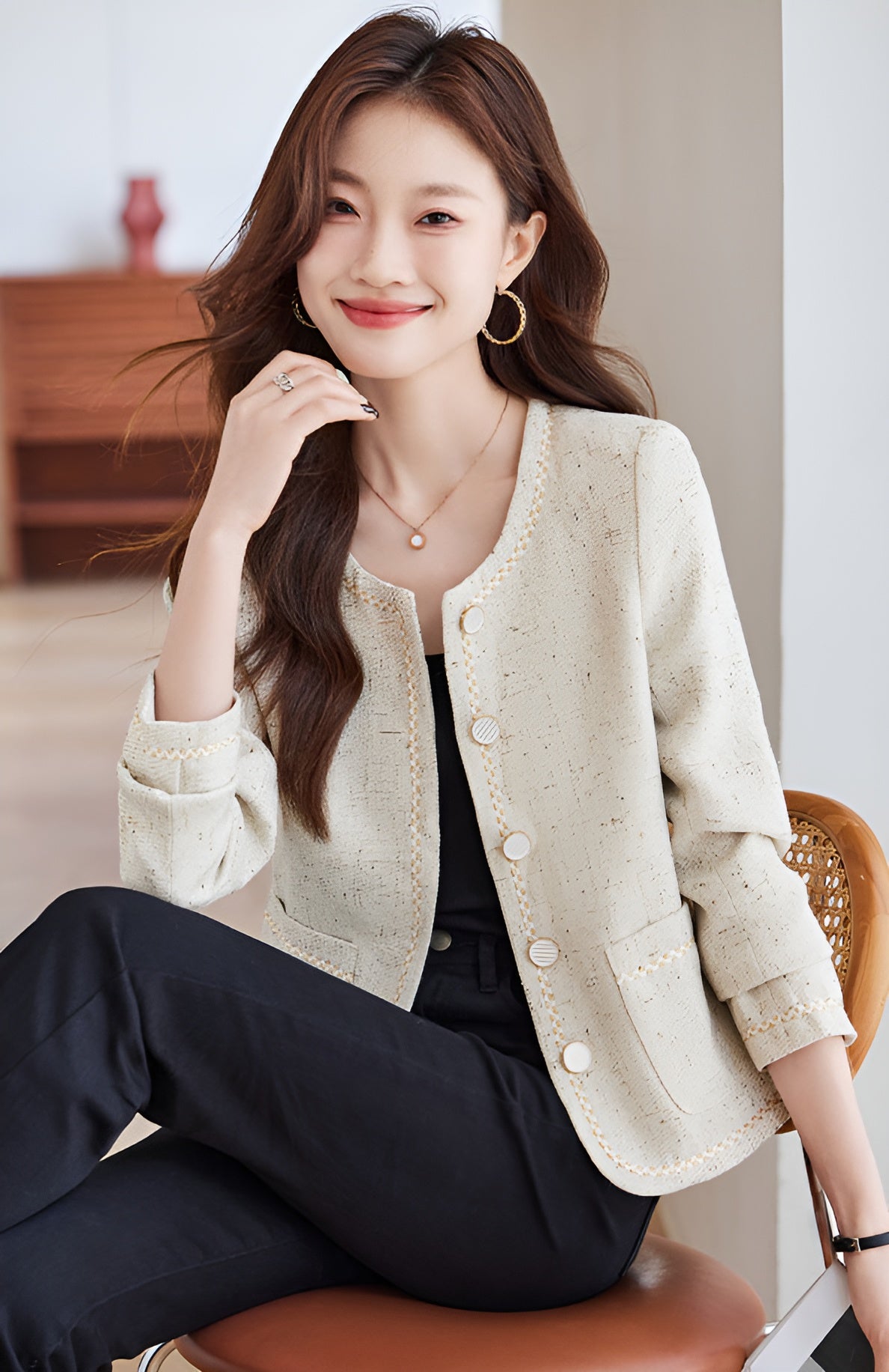 Embroidery Short Suit Jacket For Women