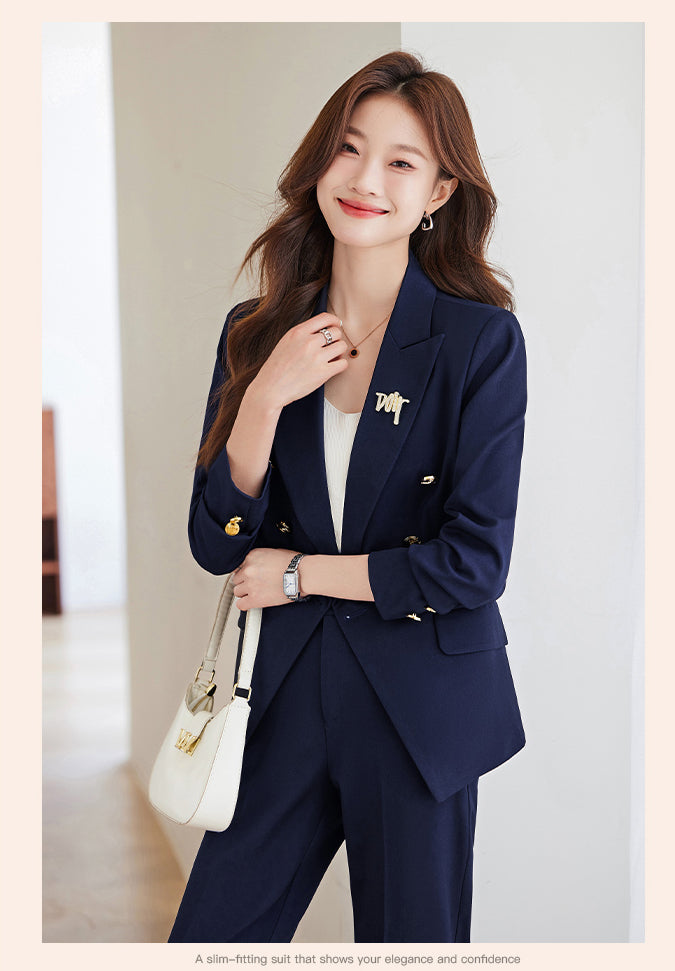 Office Wear High-end Suit Jacket + Trousers Two Pieces Set