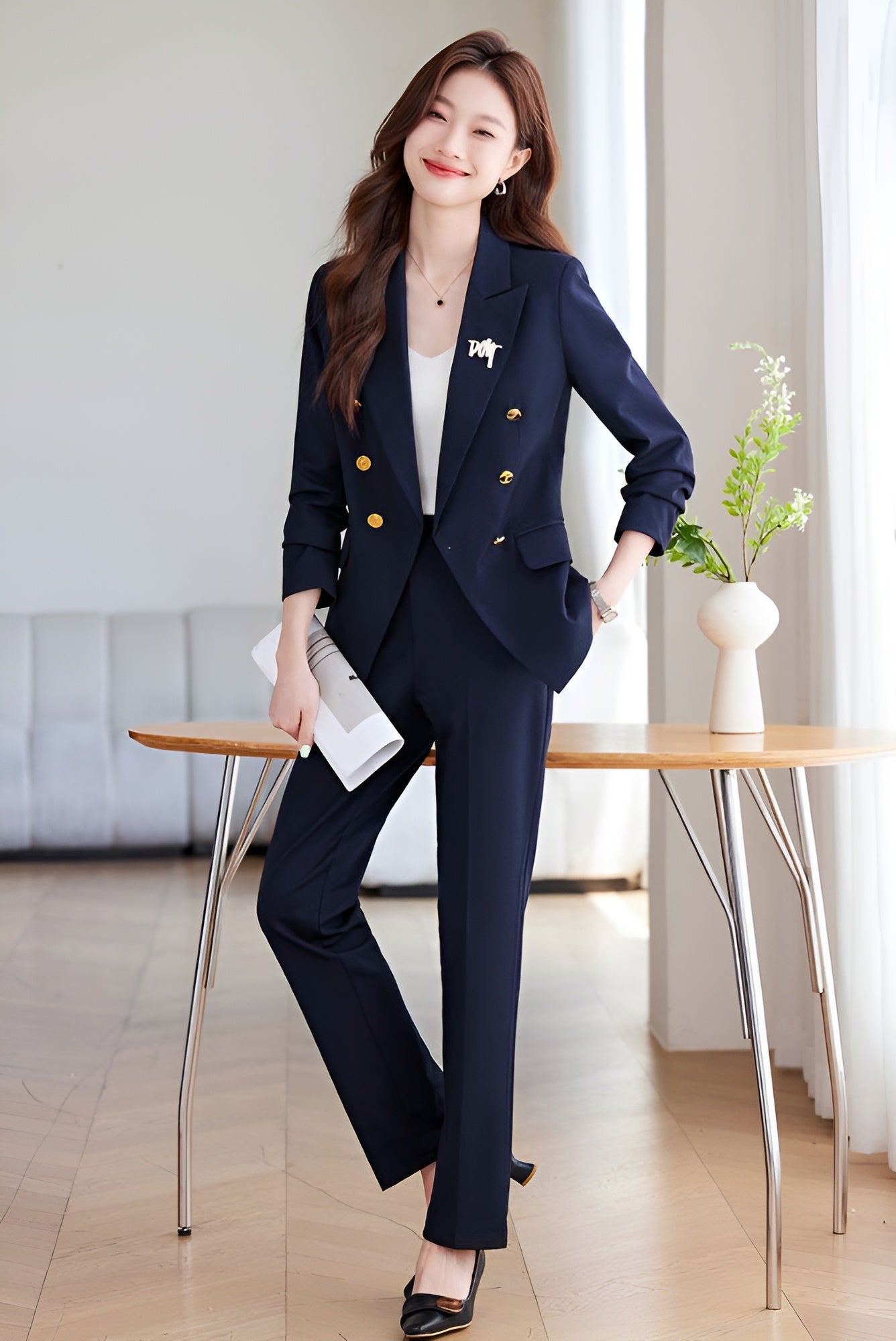 Office Wear High-end Suit Jacket + Trousers Two Pieces Set