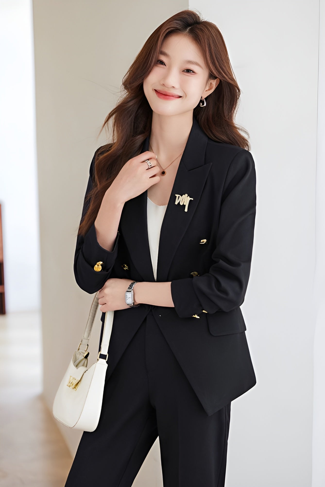 Office Wear High-end Suit Jacket + Trousers Two Pieces Set