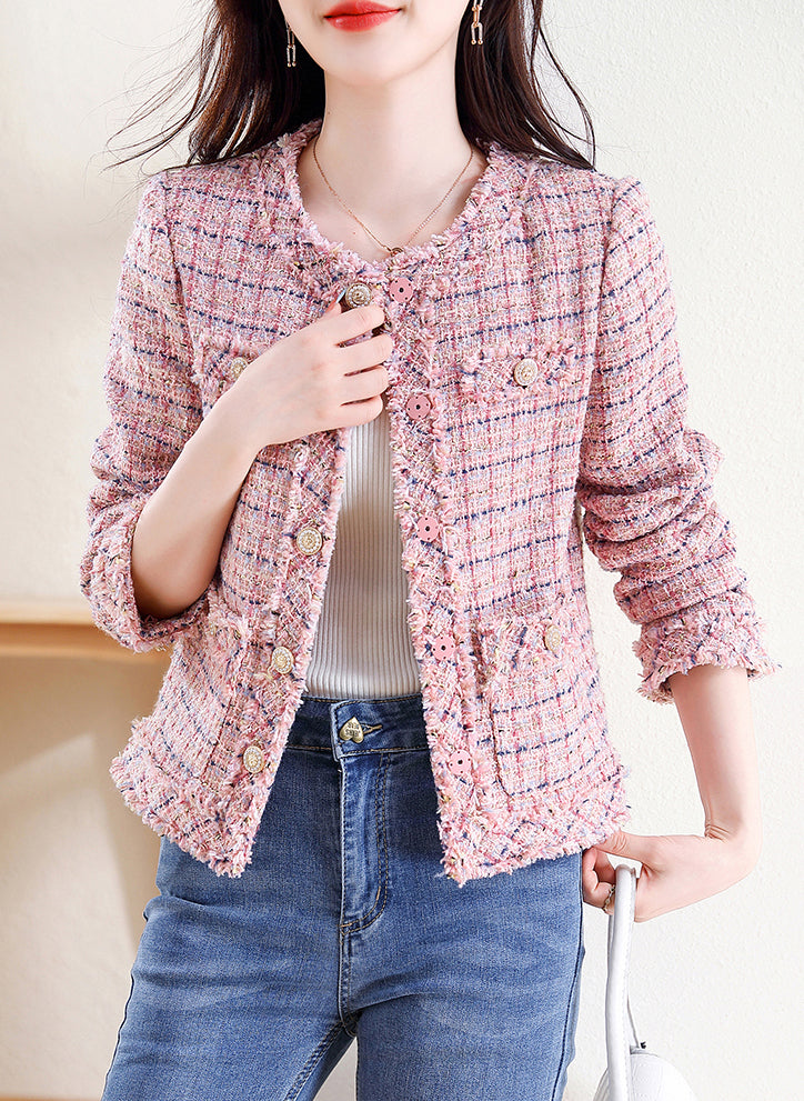 Soft Pink Plaid Jacket