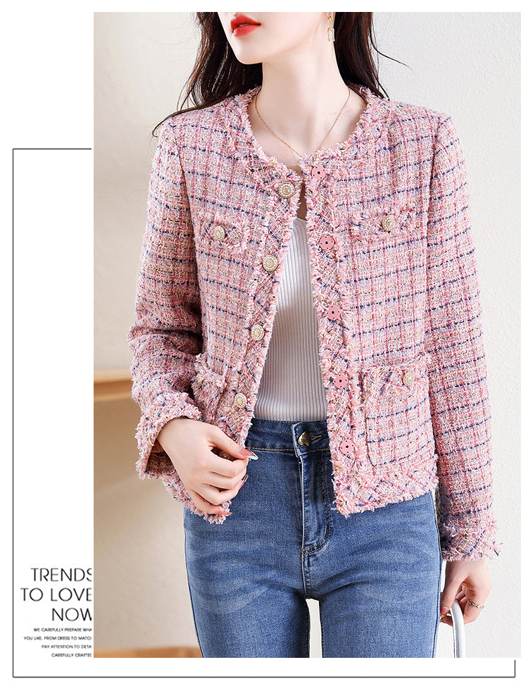 Soft Pink Plaid Jacket